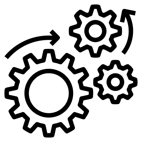 Grafik von Zahnrädern als Symbol für eine Verarbeitungsaufgabe
